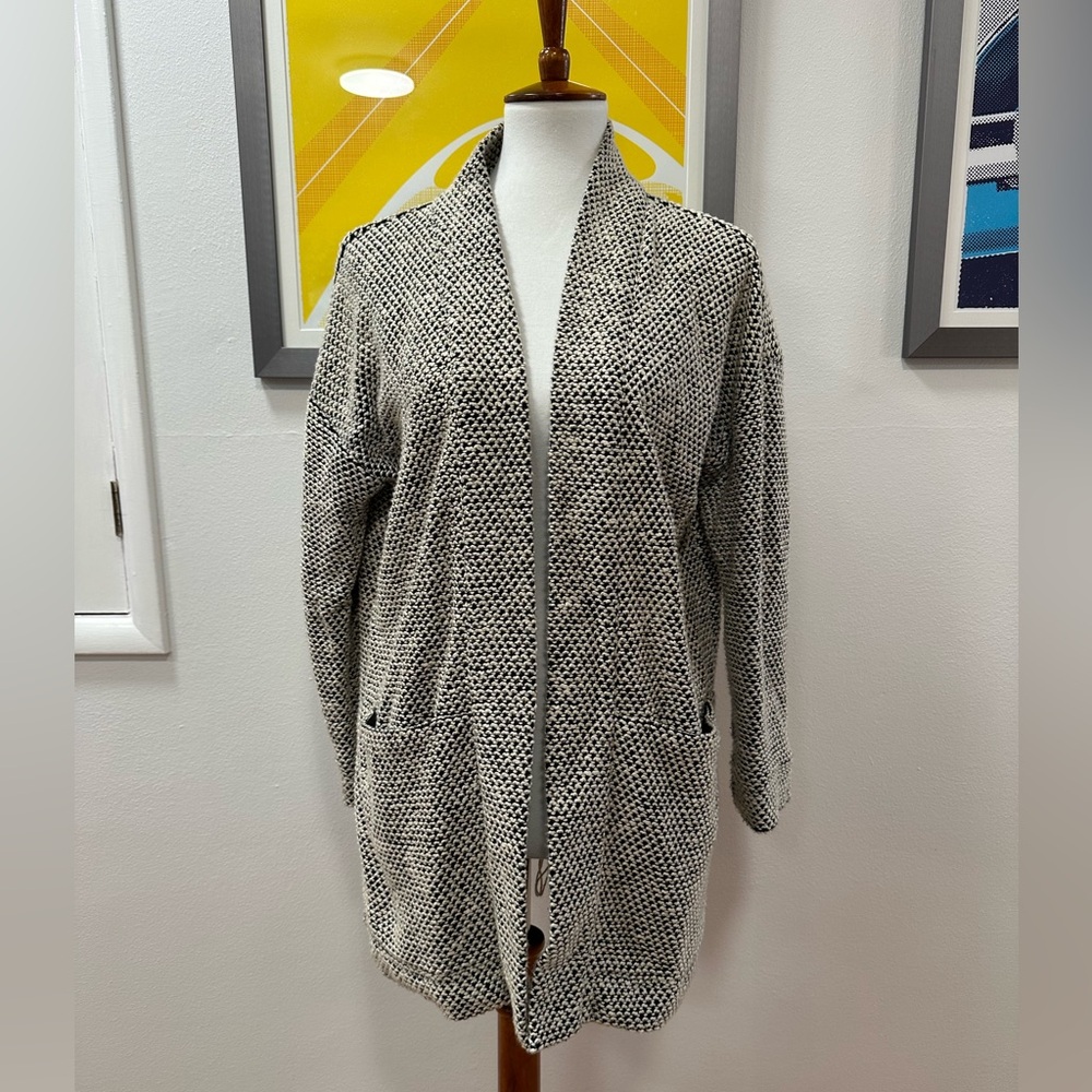 Marine Layer Birdseye Cardigan in Black/White Contrast - Size M